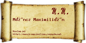 Müncz Maximilián névjegykártya